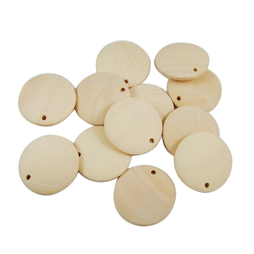 Lot of 200, Round Wood Disc Pieces Set Decoration Bauble 15mm & 20mm in Dia