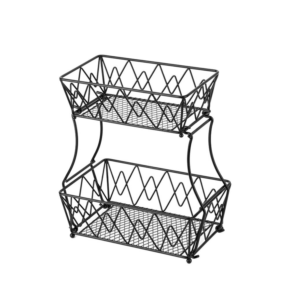 Detachable 2-Tier Fruit Basket Fruit Holder Kitchen Stand for Fruits Black