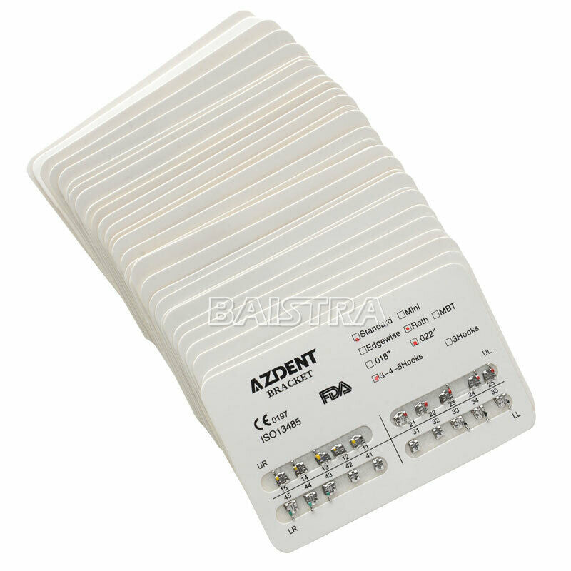 30 Packs AZDENT Dental Orthodontic Bracket Braces Standard Roth .022 Hooks 3-4-5