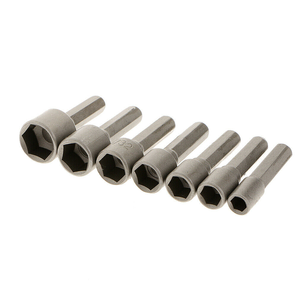 14 Power Nut Driver Drill Bit SAE Metric Socket Wrench Screw 1/4'' Hex Shank