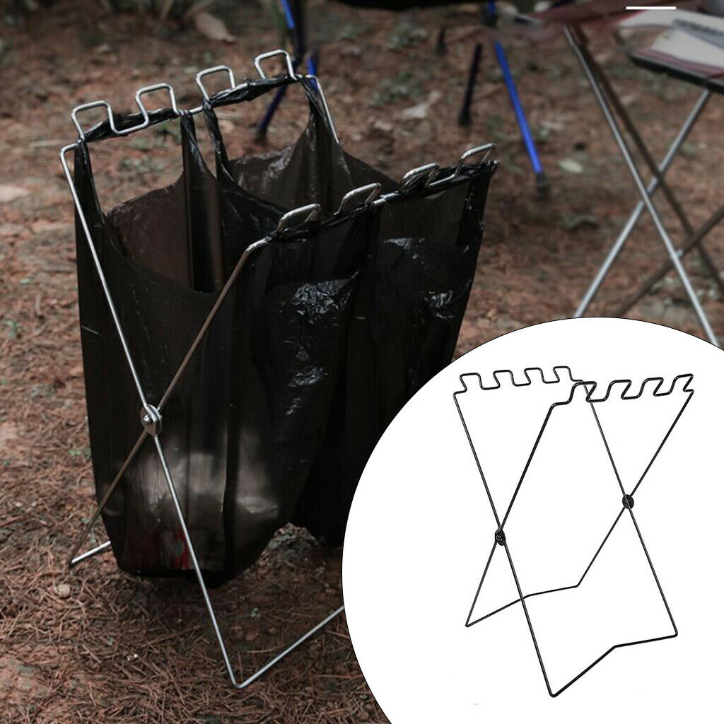 Folding Trash Bag Holder Stand Outdoor Storage Kitchen Indoor Outdoor Use
