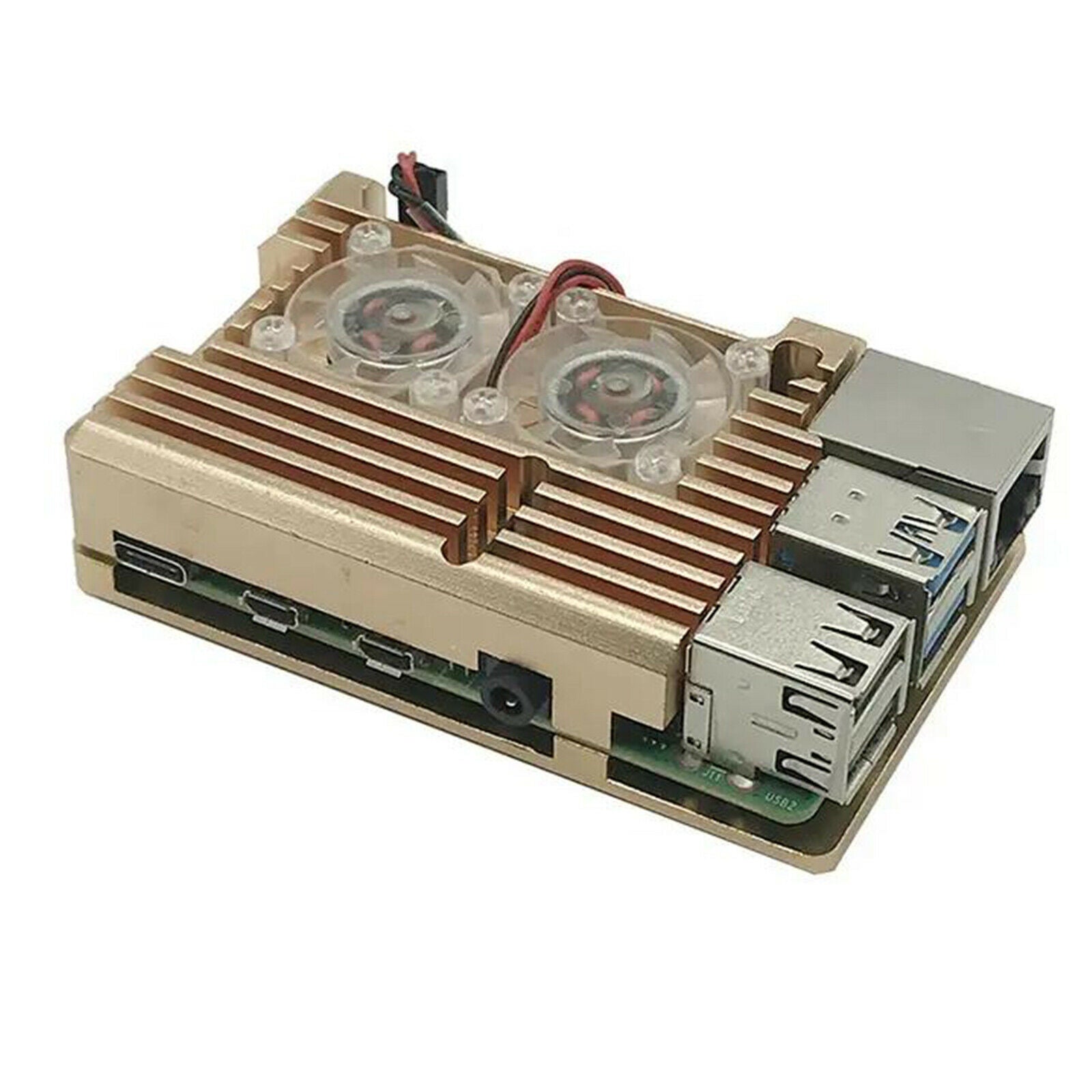 1 Set Metal Case Protection Cover with Dual Cooling Fan for Raspberry Pi 4 B
