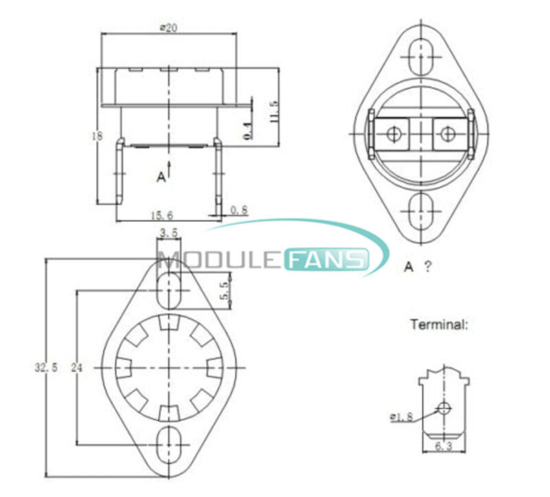10A 250V KSD301 70°C /158°F Degree Celsius N.C NC Temperature Switch Thermostat