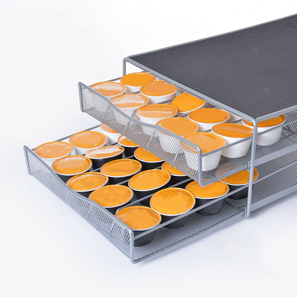 Practical Iron Coffee Pod Storage Drawer Double-layer Easy to Take Counter