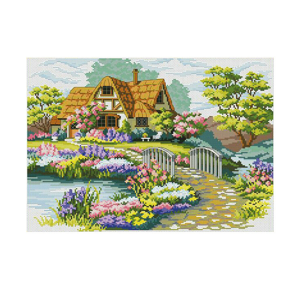 Cross stitch kits pattern embroidery needlework garden cottage (stamped)
