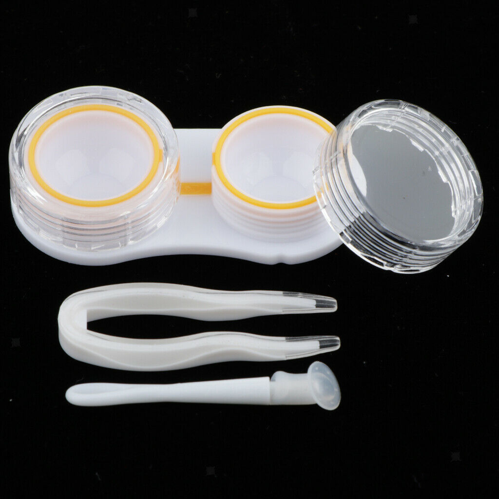 5Pcs Portable Contact Lens Soaking Case Container Holder Storage Box Yellow