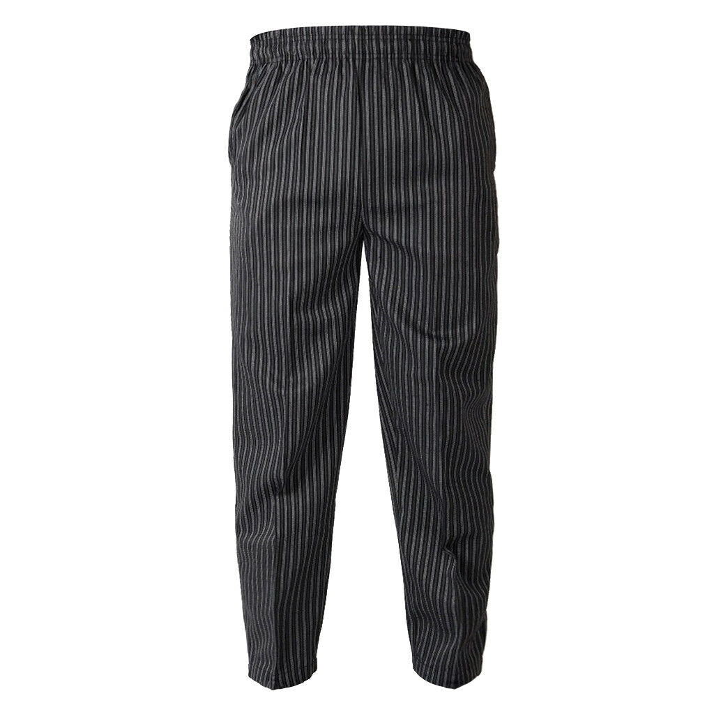 3X Elastic Restaurant Cafe Chef Waiter Pants Trousers Uniform Accs Zebra M