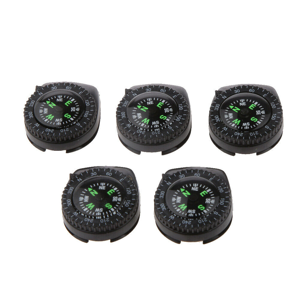 5pcs Camping Hiking Navigation Mini  Watchband Compass With Clip