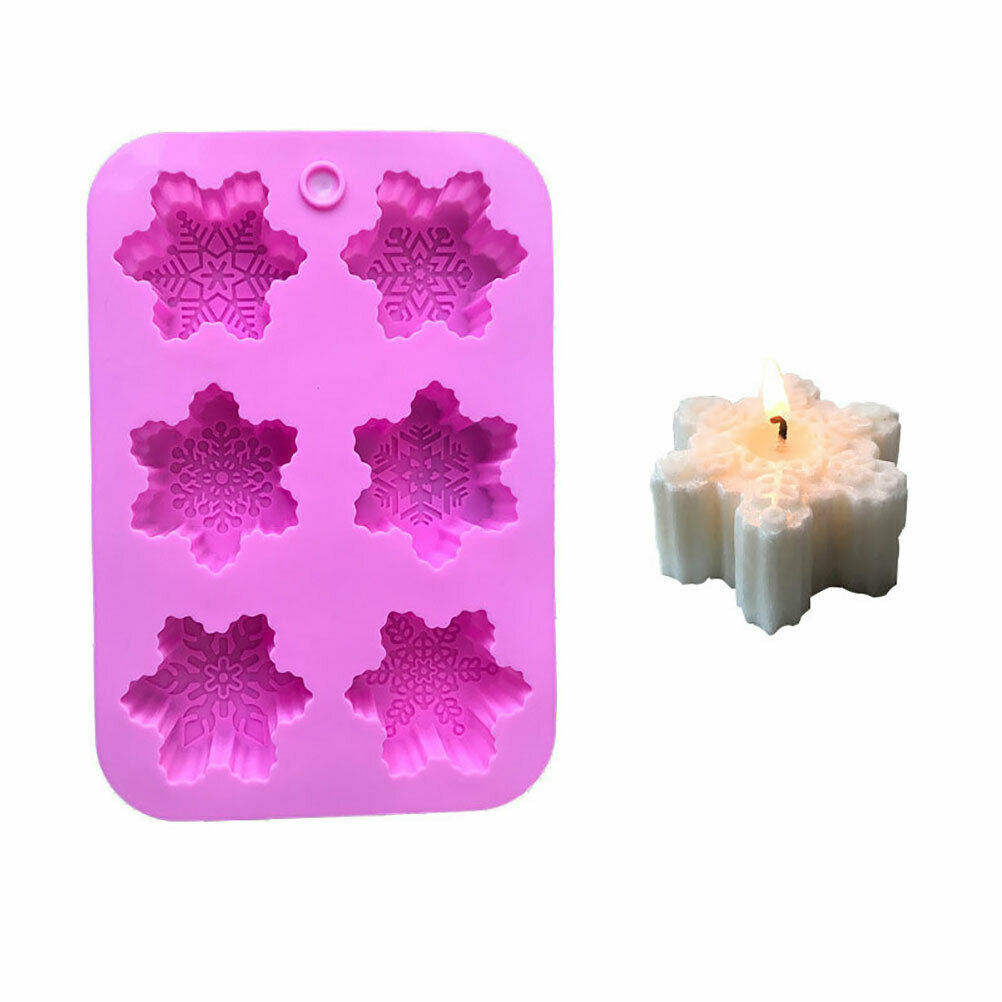 6Six Silicone Snowflake Mold Candle Soap DIY Aromatherapy Plaster CandleB T Pb