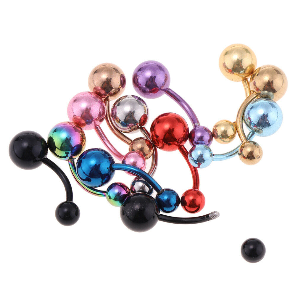 12 Pcs Belly Button Ring Piercing Navel Bar Colorful Ball Bar Body Jewellery