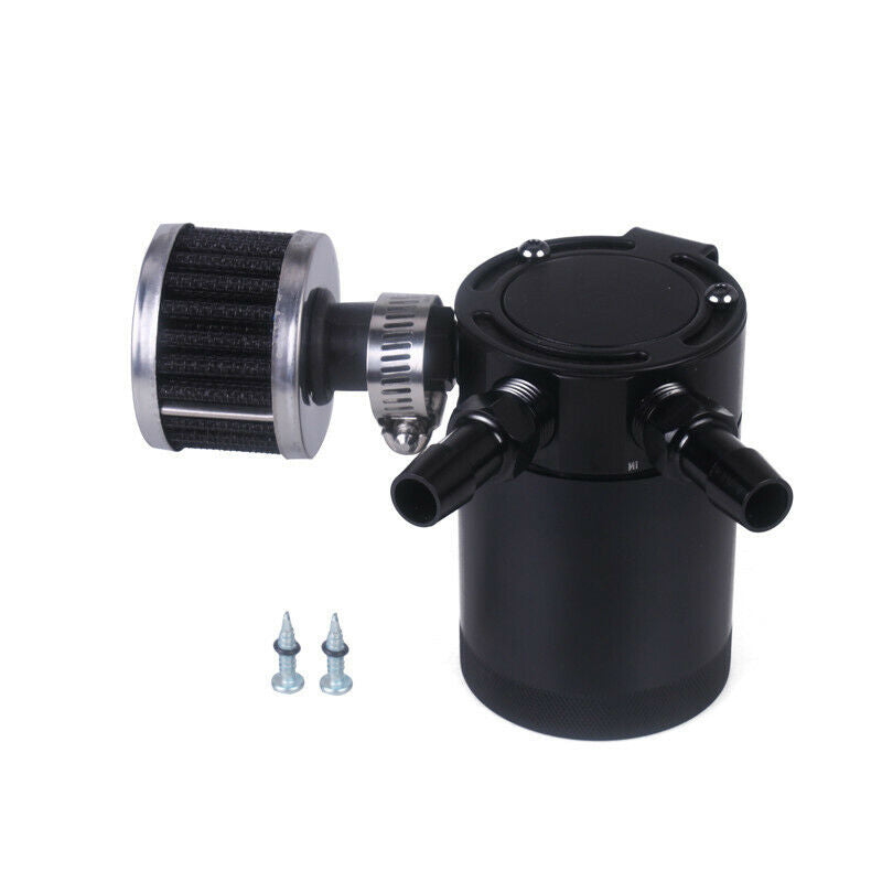 Racing Baffled Aluminum 3-port Oil Catch Can Tank Air-oil Separator Washable