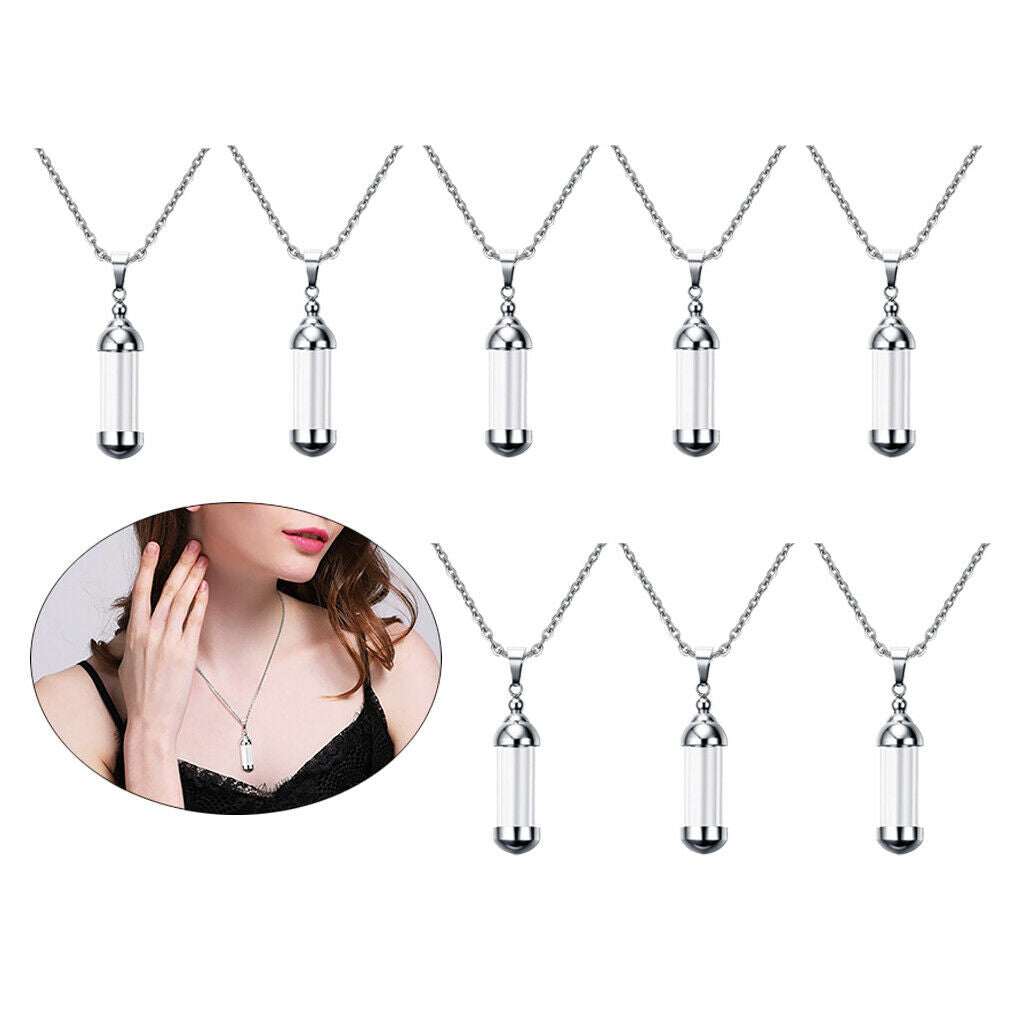8x Steel Glass Urn Ash Pendant Necklace for Ashes Hair Keepsake Cremation