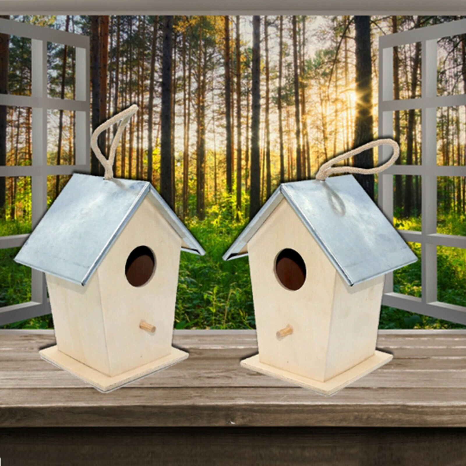 Wooden Hanging House Mini Bird Nest Woodhouse for Bird Cage Resting Place