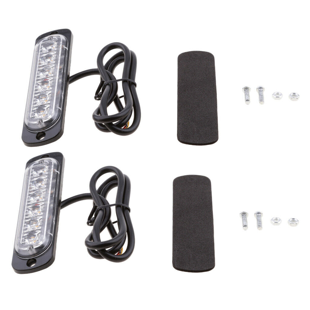 2pc 4.3" 6 LED Car Emergency Beacon Warning Hazard Flash Strobe Light Bar