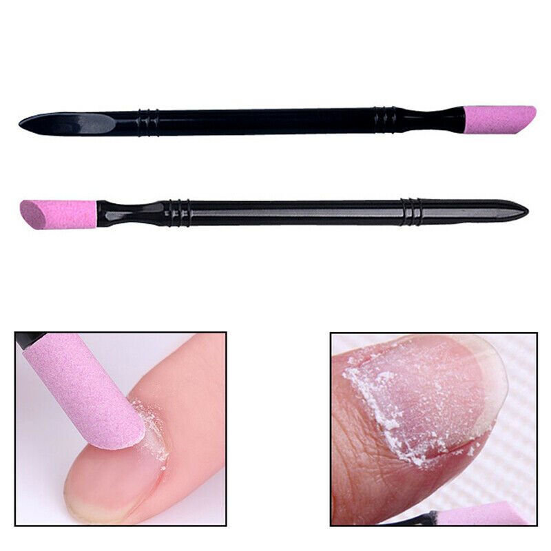 1PC Double-head Quartz Exfoliator Nail Cuticle Remover Dead Skin Pusher Trim DF