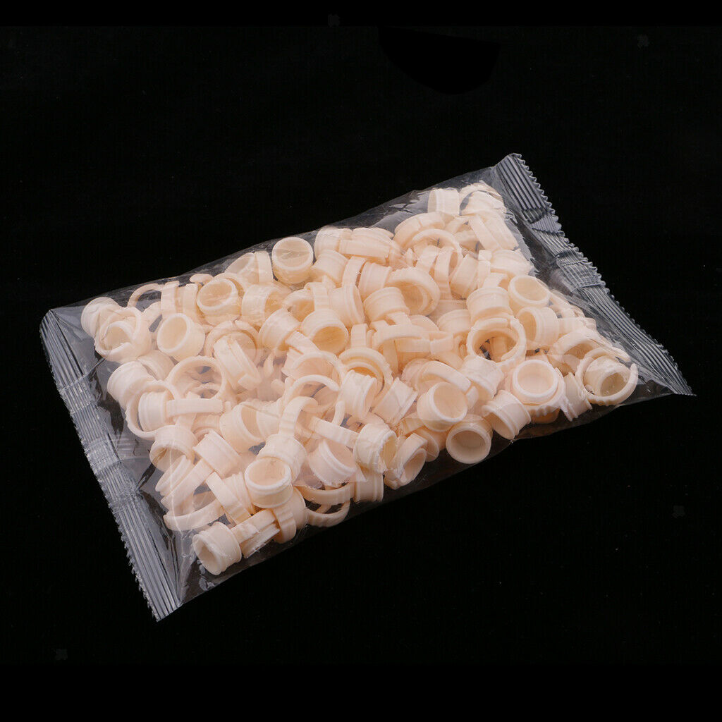 200pcs Silicone Pigment Rings Tattoo Ink Cups Makeup Ring Glue Holder S/M