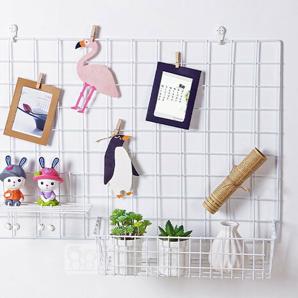 5Pcs Wall Grid Panel Hanging Basket Wall Decoration Organizer, Multi-Functional