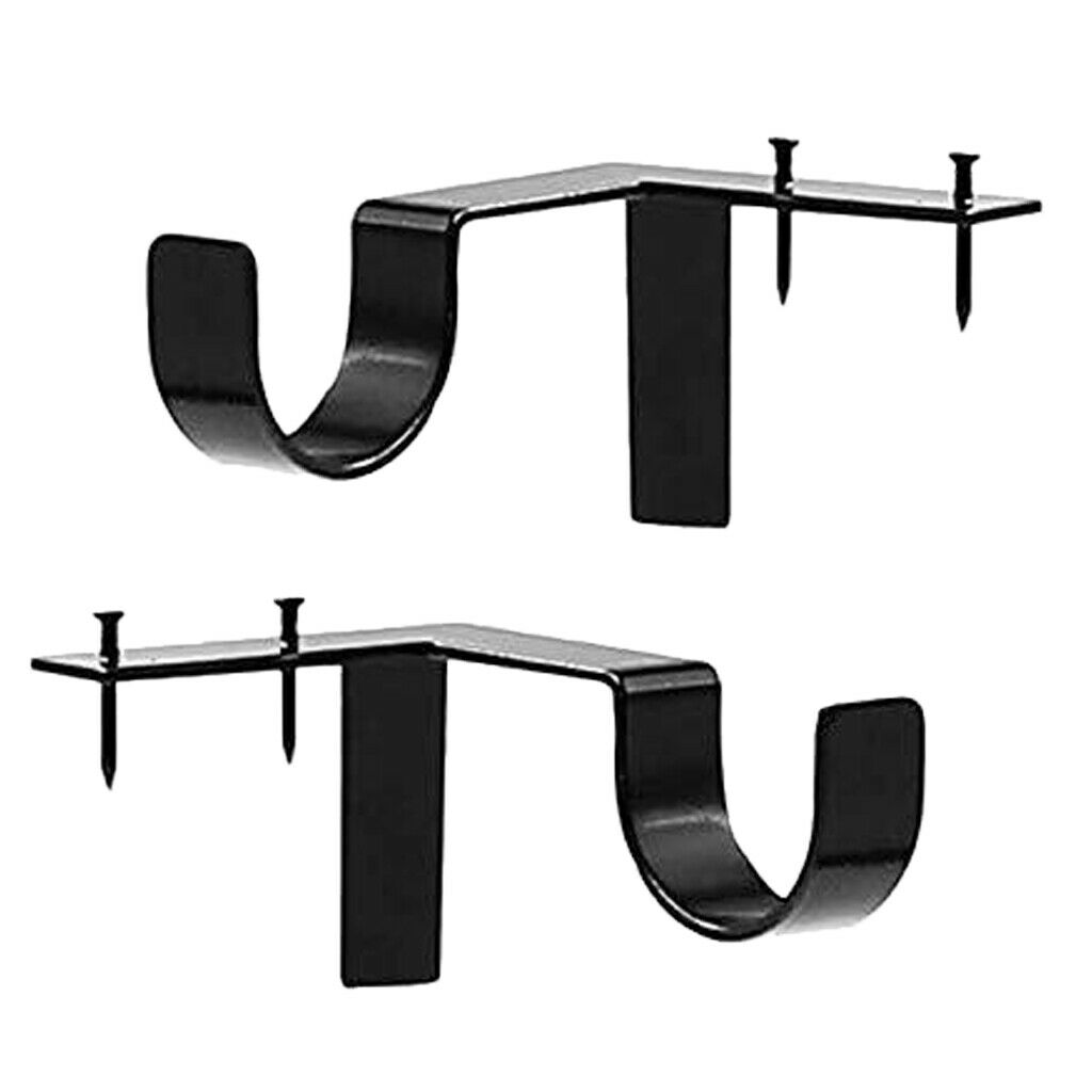 1 Pair Curtain Rod Brackets Cafe Holders Easy to Use Decoration Single_Black