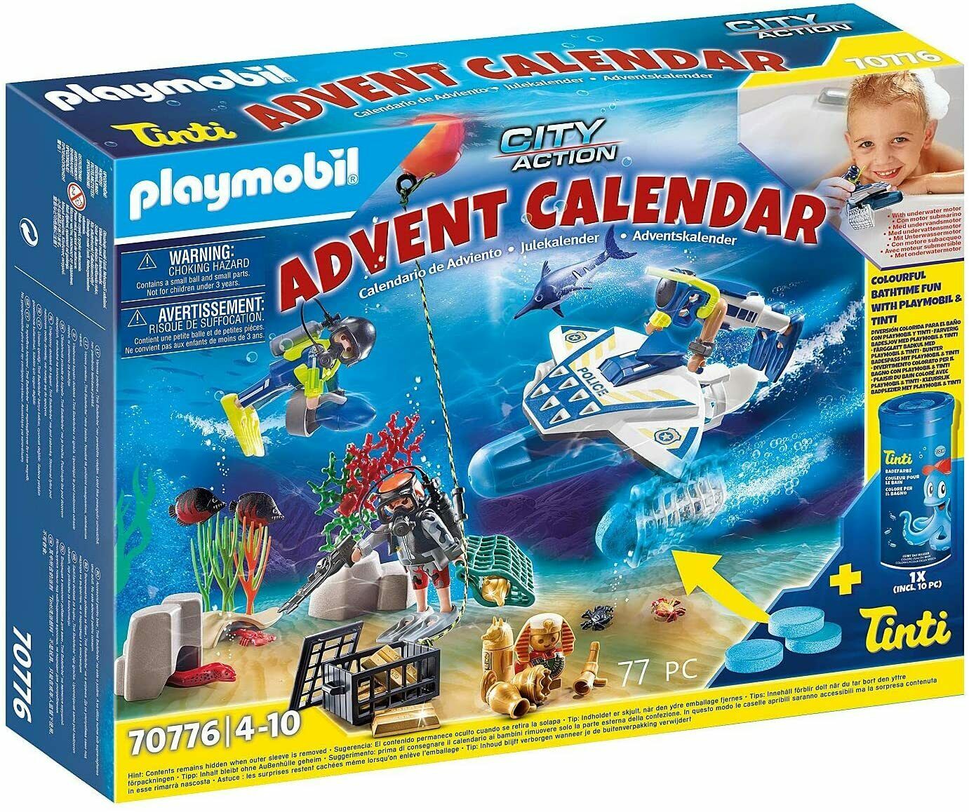 Playmobil 70776 Christmas Police Diving Mission Advent Calendar Bath Fizzers