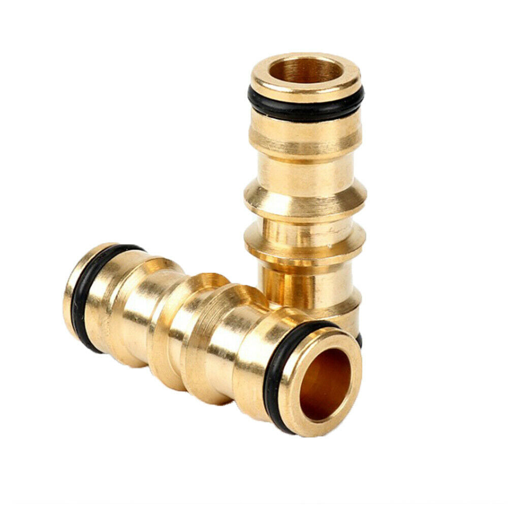 2-Way Copper Nipple Straight Connector Garden Water Hose Repair Quick Connector