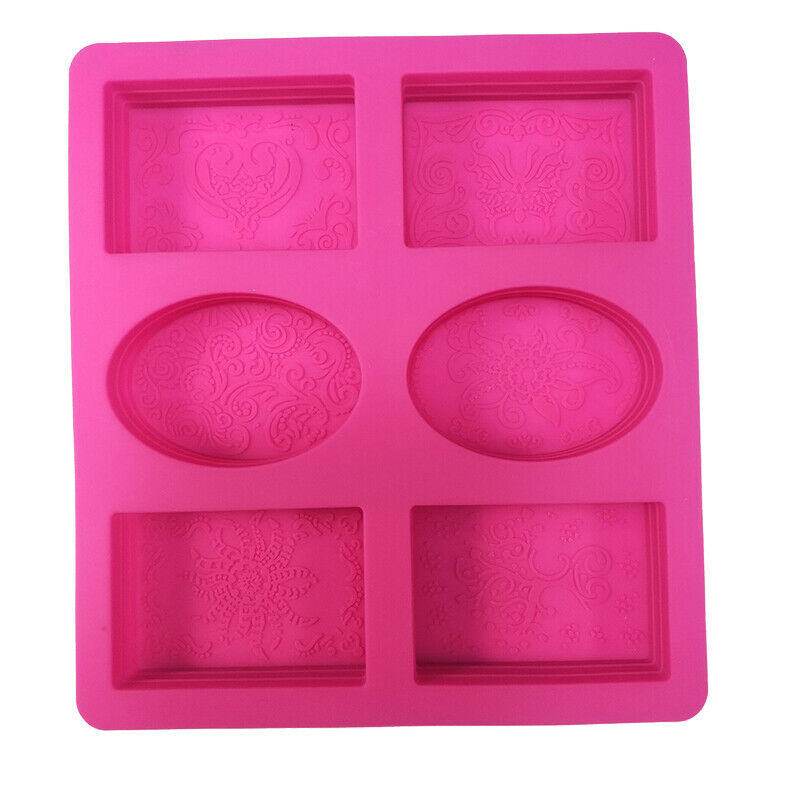 6 Cavity Rectangle Oval Silicone Soap Mold Handmade Soap Making CraftsBDAU