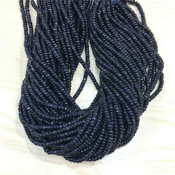 1 Strand/160Pcs 4x2mm Blue Sand Stone Facet Rondelle Abacus Spacer Beads HH504