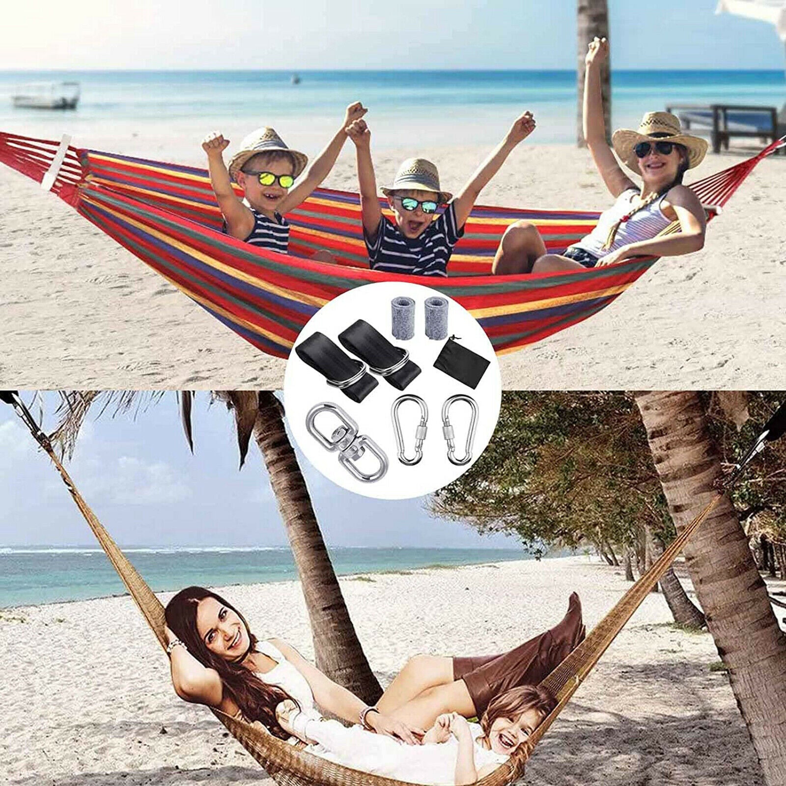 Non Slip Hammock Swing 360° Hanging Strap Kit Hook Accessories Garden