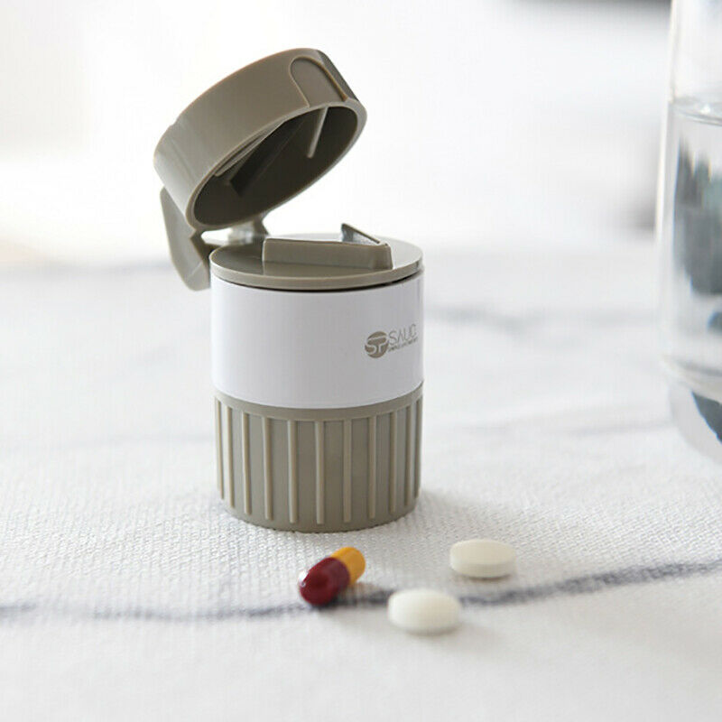 New 4 In 1 Portable Pill Case Medicine Splitter Grinder Pill Cutter Stora.l8