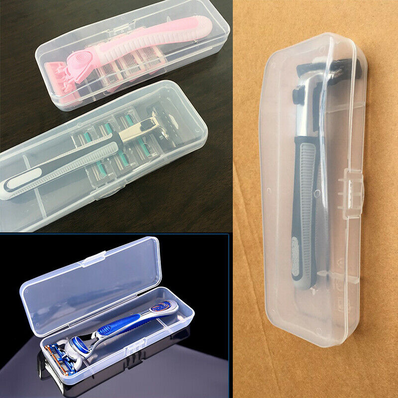 Adults Men Shaver Storage Box Plastic Razor Holder Case Transparent Organizer