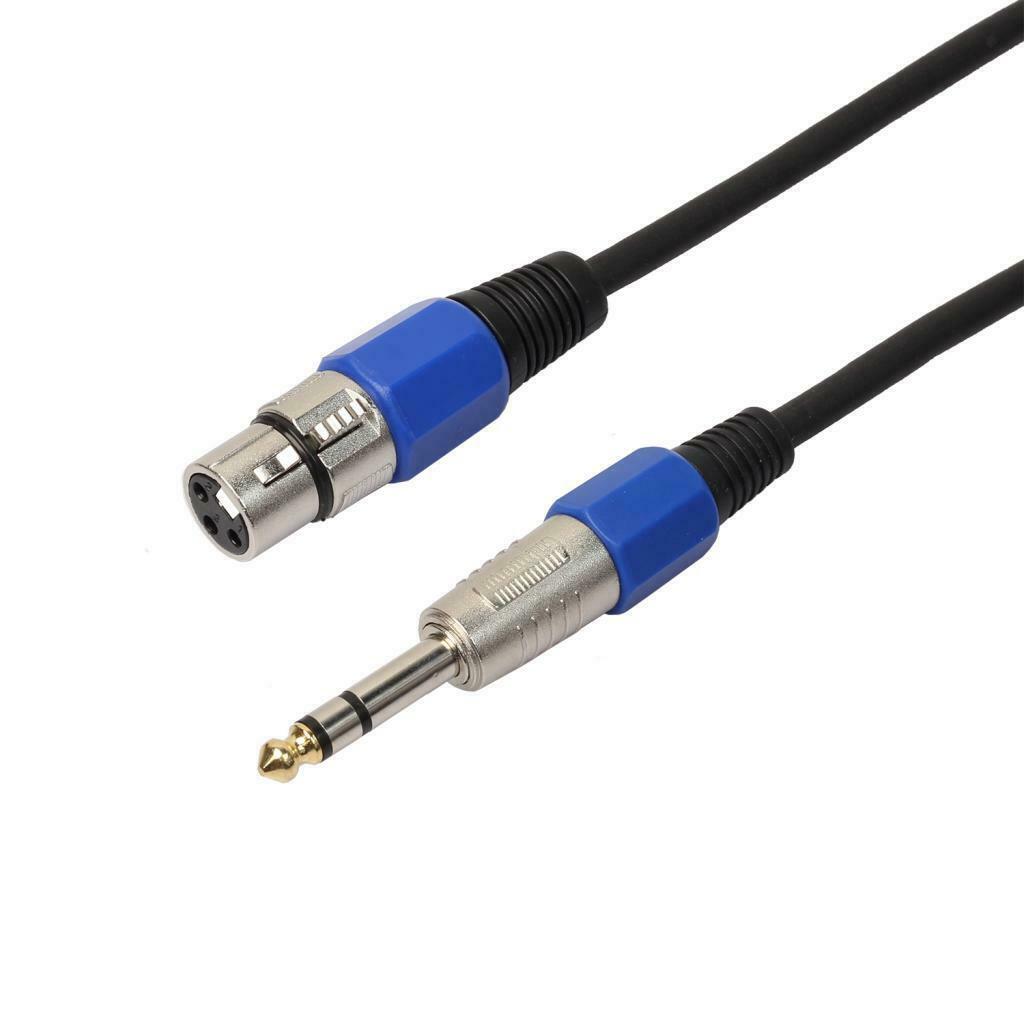 1ft XLR 3-pin Female to 1/4'' TRS Stereo Male Jack Plug Microphone Mic Cable