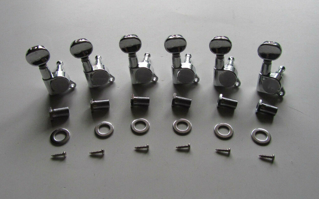 Guitar Tuning Keys Tuners Machine Heads with Oval buttons Chrome