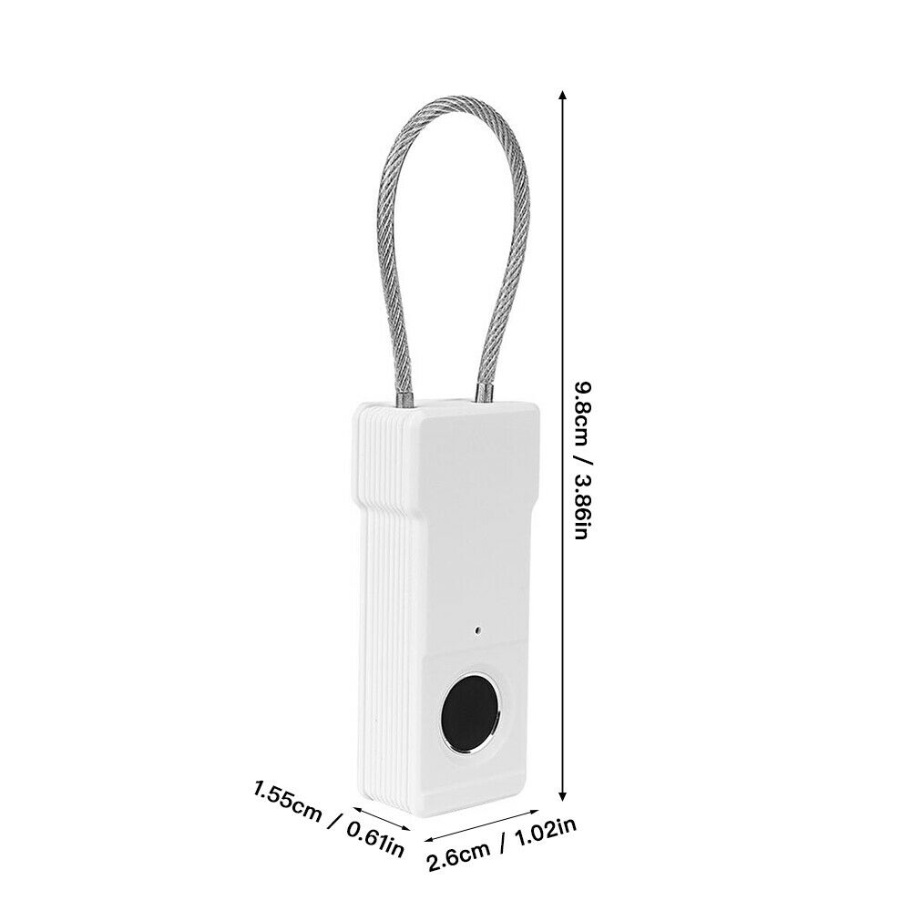 Smart Fingerprint Padlock Mini Security USB Rechargeable Keyless Lock Door