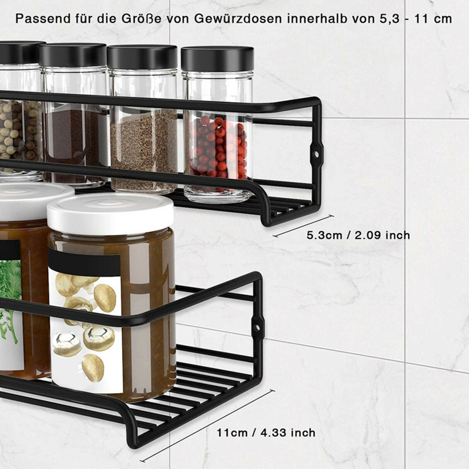 2Pcs Hanging Spice Shelves Rack Organizer Kitchen Wall Mounted for Cupboard