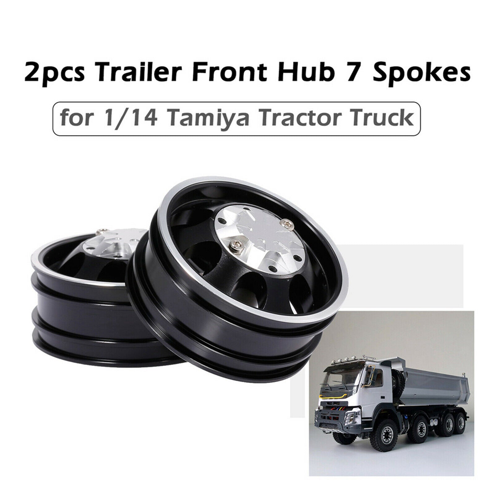 Aluminum Alloy Wheel Hub for Tamiya 1:14 Trailer Tractor CNC Parts black