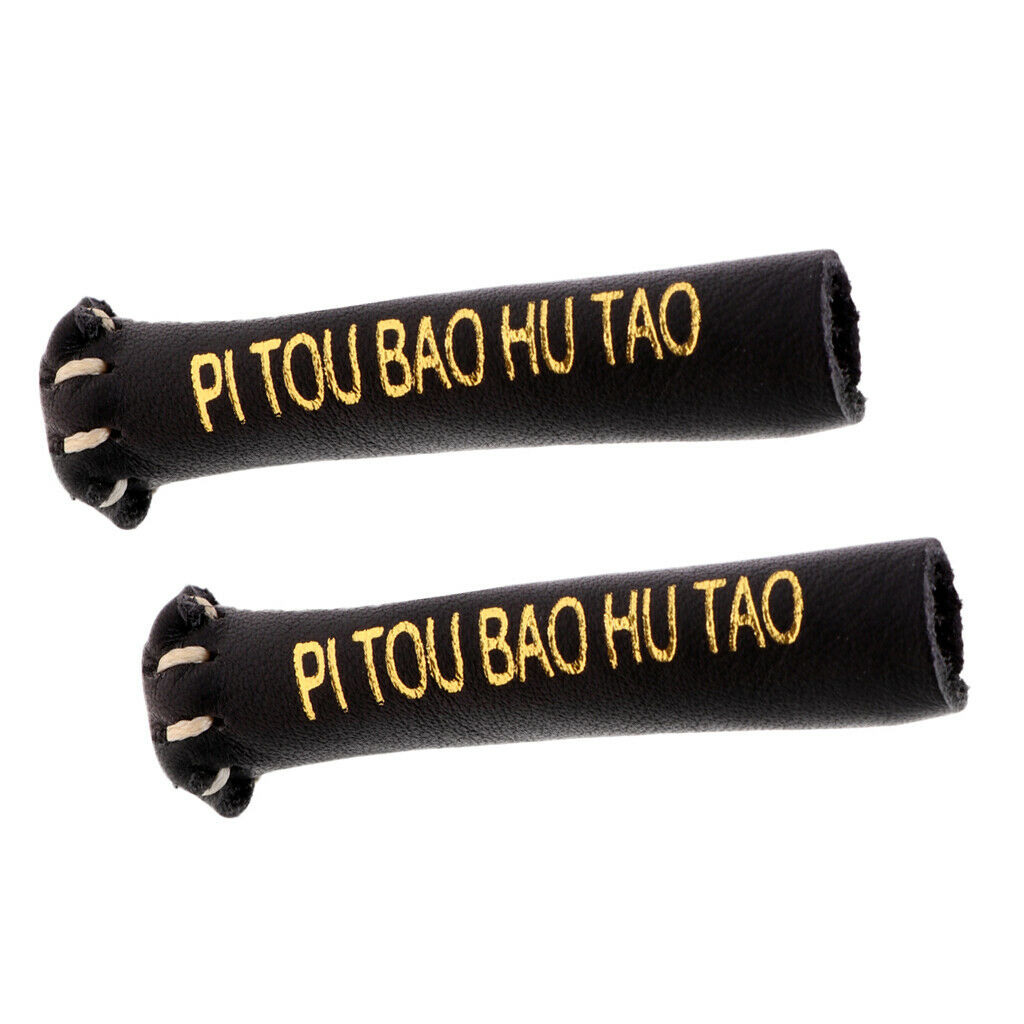 2 Pack 10/11mm Leather Durable Pool Cue Tip Protector Stick Top Cover Black