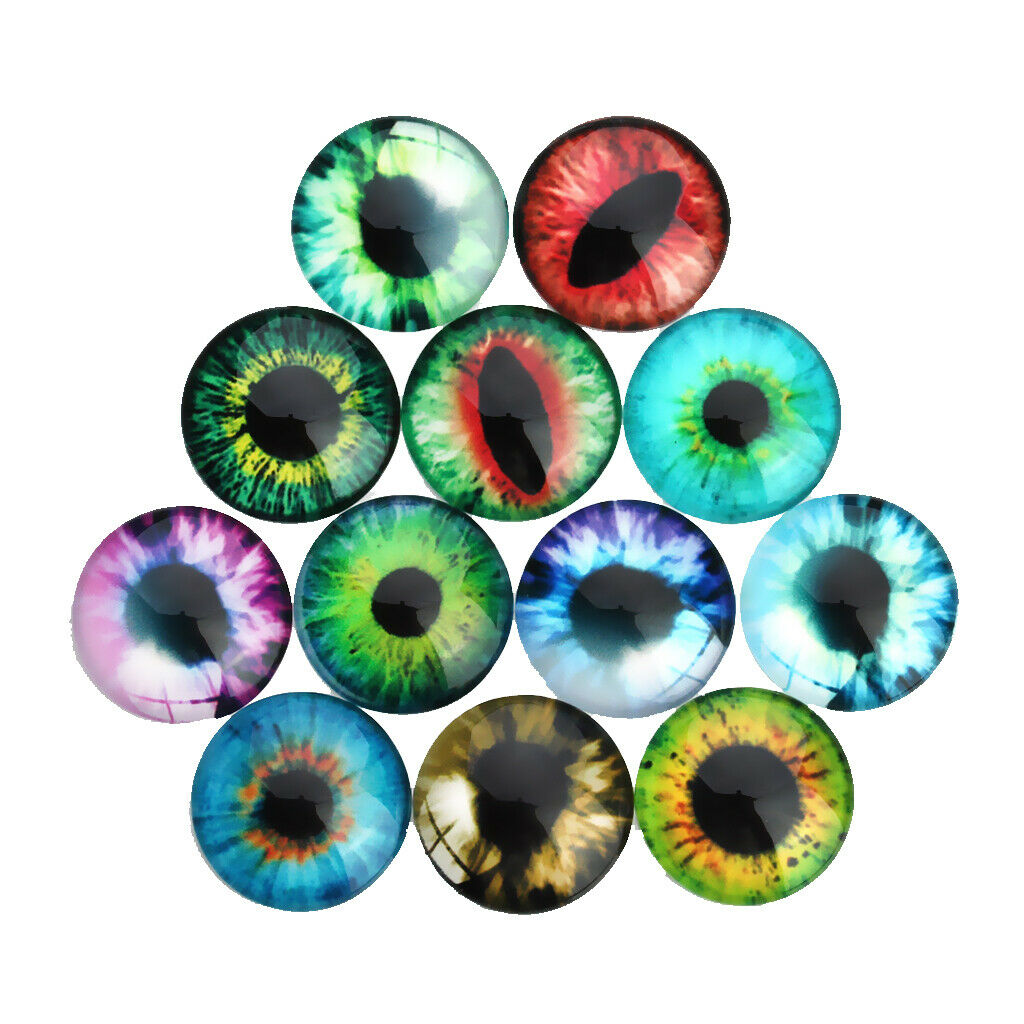 20pcs Eye Pattern Glass Flatback Scrapbooking Dome Cabochons for DIY