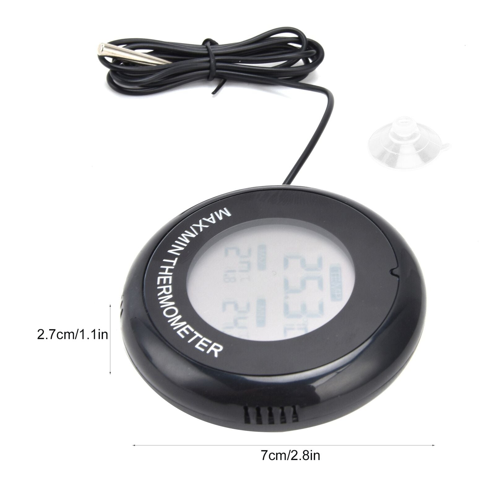 Digital Round Thermometer Magnetic Suction Cup Temperature Meter Fish Tank XX