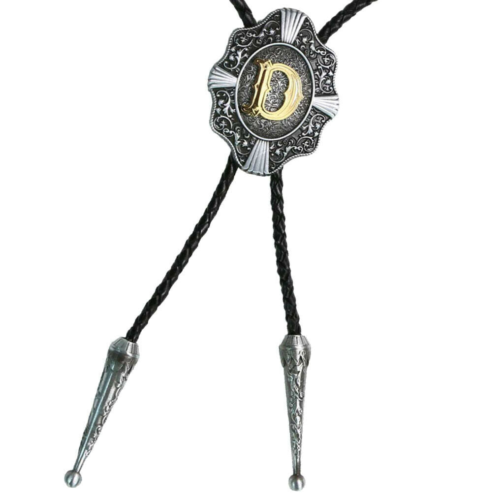 3 Pieces Initial Letter A C D Western Cowboy Rodeo Bolo Tie man Ornaments