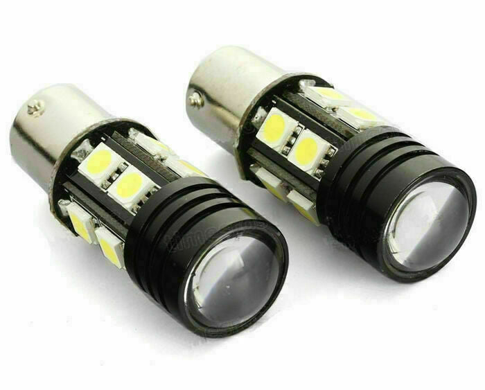 2 x 1156 BA15S 12 LED 5050 SMD Bulbs Lens Brake Lights Turn Signal Lamp White