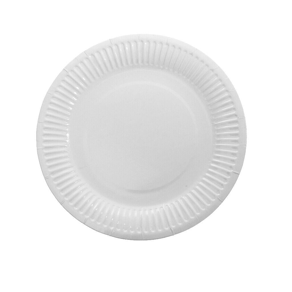 10 Disposable Round Paper Plates Tableware Christmas Birthday Catering White