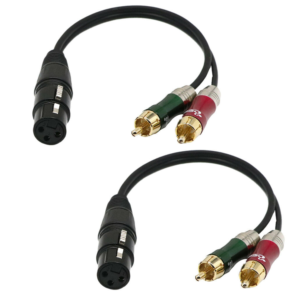 2x Audio Cable- 12Inch Splitter Patch Y Cable - 1 XLR Female to 2 RCA Male