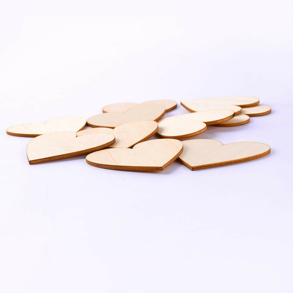 20 Pieces Natural Cutouts Wood Heart Shapes DIY Craft Wooden Embellishments