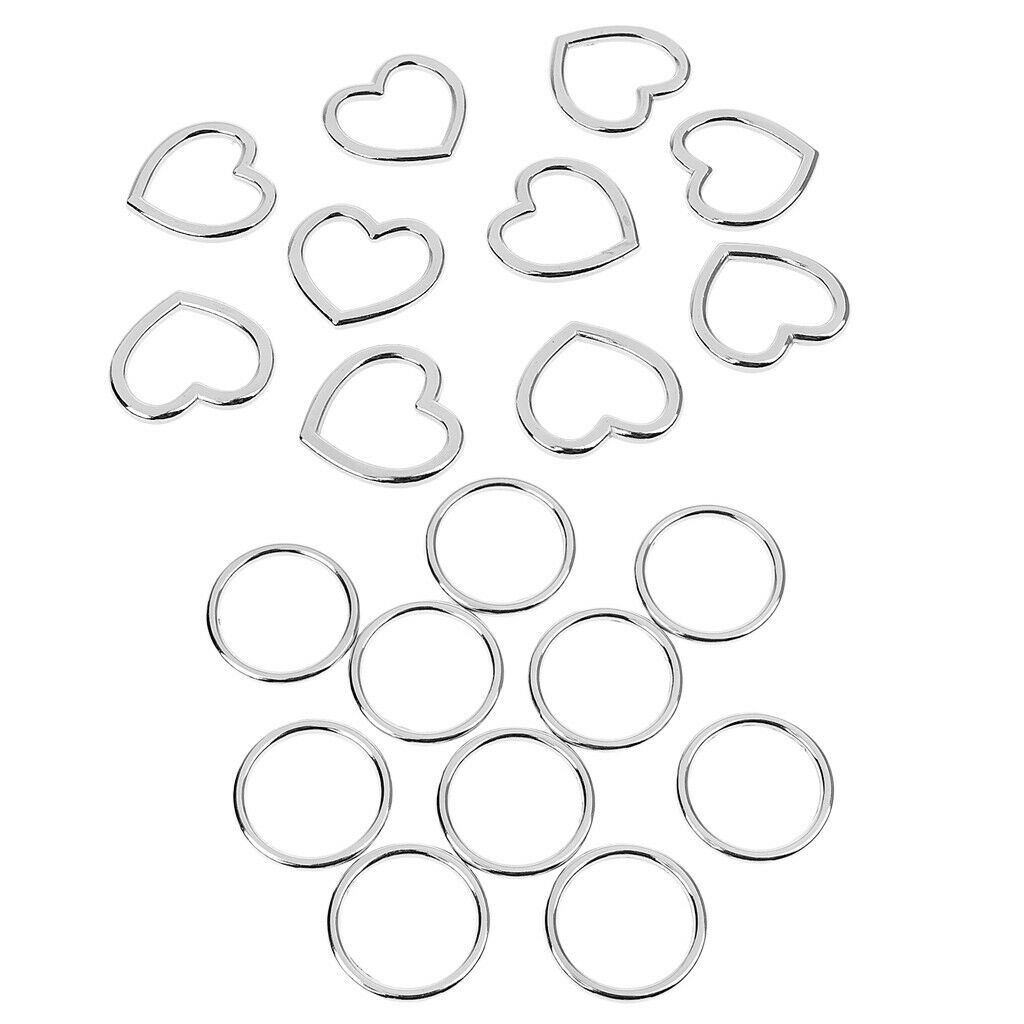 20pcs Generic Mental Buckle for Belt Handbag Strap Keeper Heart & O Shape