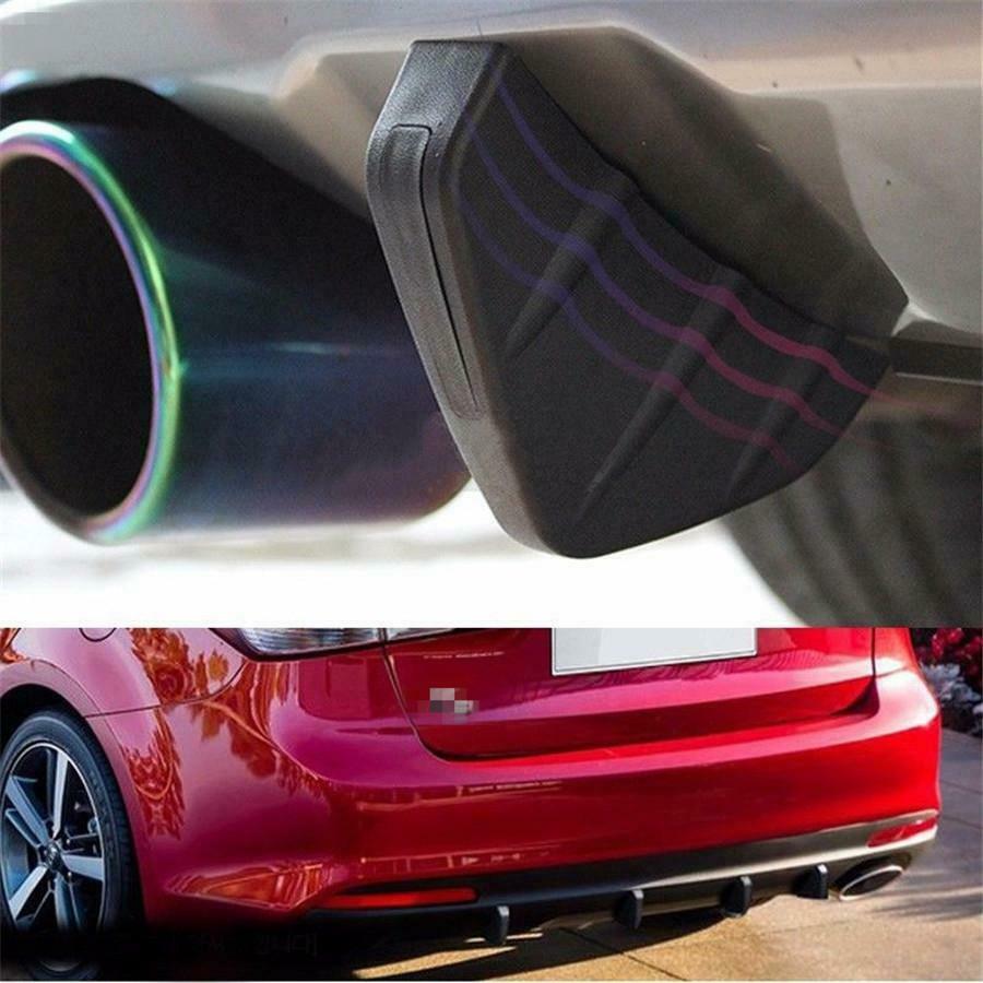 4Pcs Car SUV Rear Bumper Spoiler 4 Shark Fin Protector Cover Carbon Fiber Style