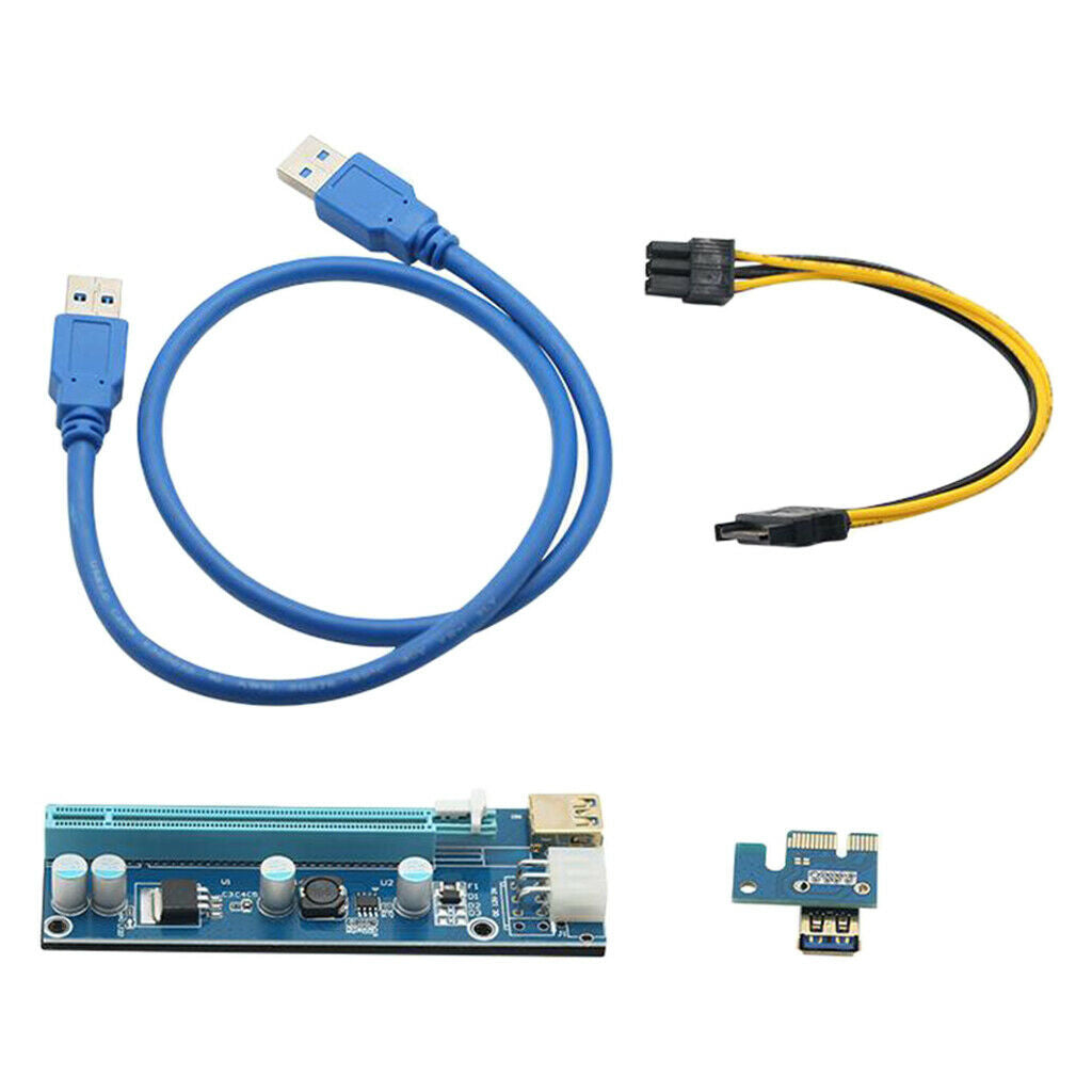 PCI-E Riser Card 009S Express USB Cable SATA 15Pin to 6Pin Power Cable