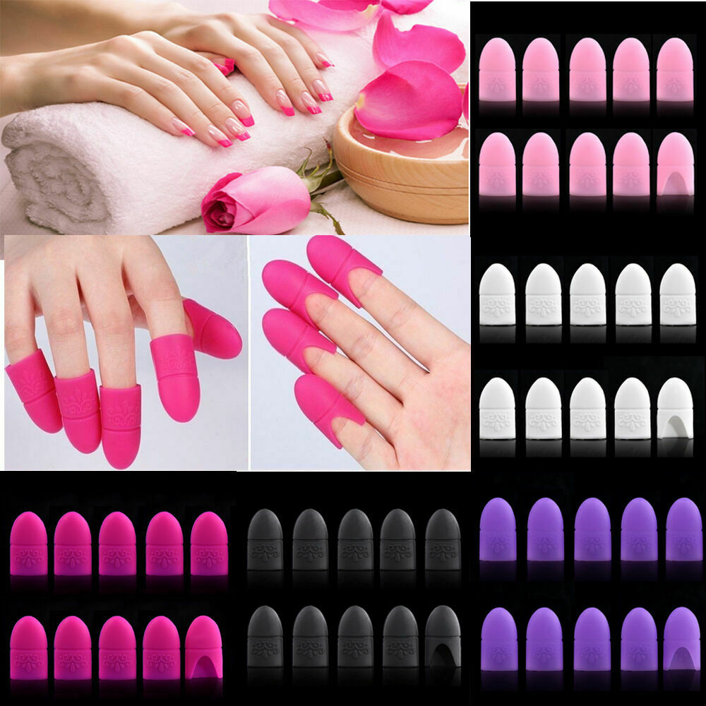 10PCS/Set Silicone Nail Soak Off UV Gel Art Polish Remover Wrap Clip Caps