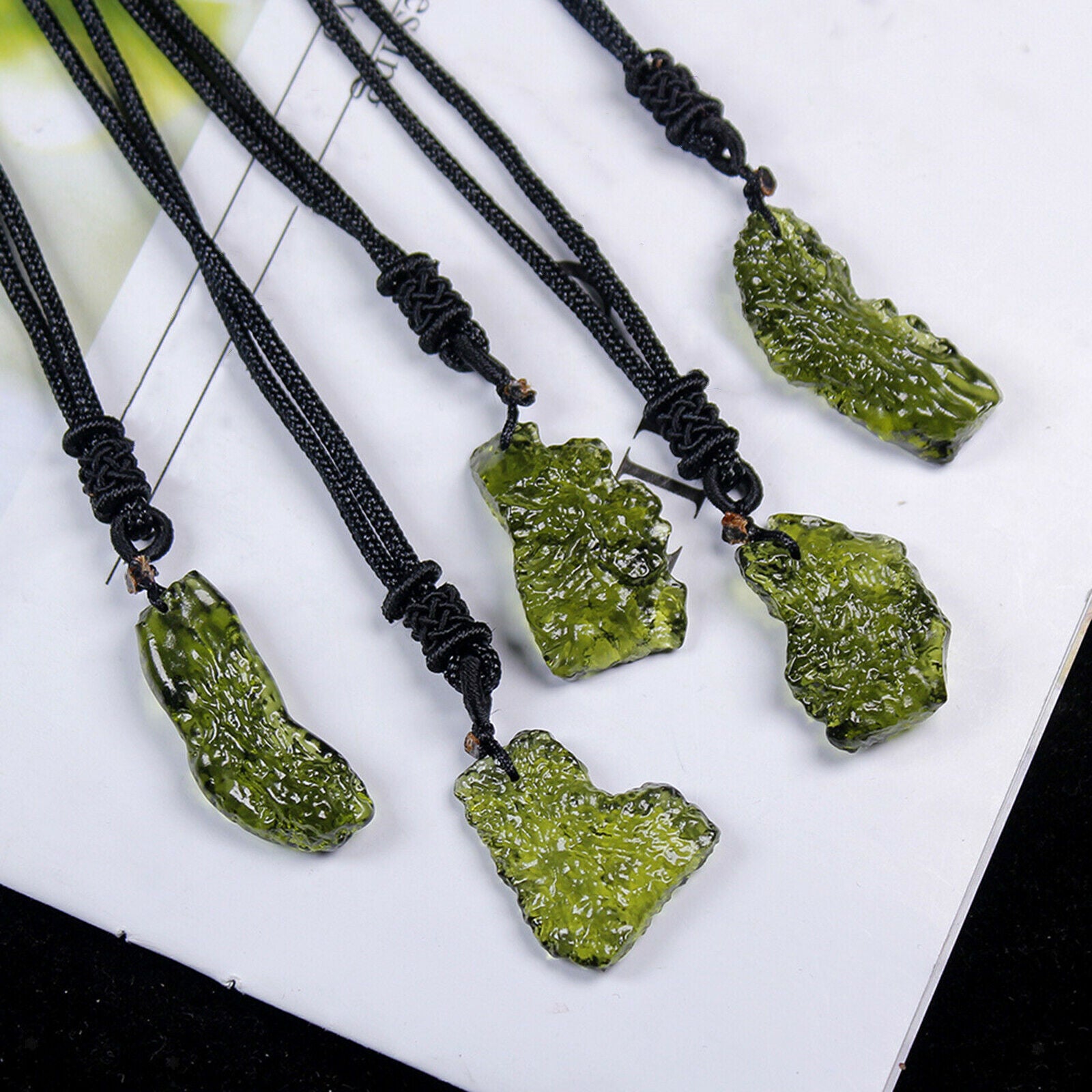 2X Beautiful Moldavite Crystal Aerolites Necklace Pendant with Lanyard 3-5g