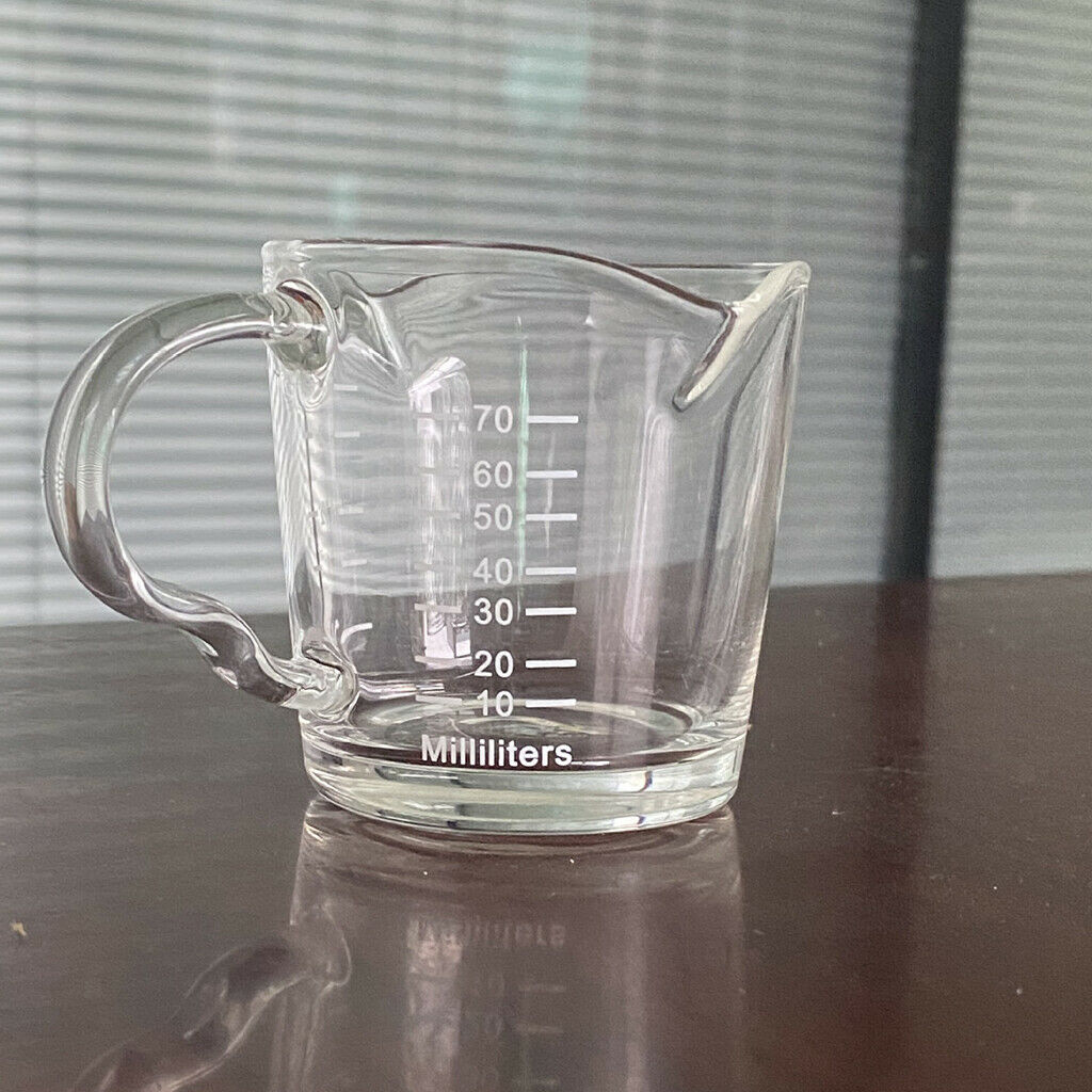 70ml Clear Glass Coffee Mugs Measured Double Spout Tea Cups with Handle