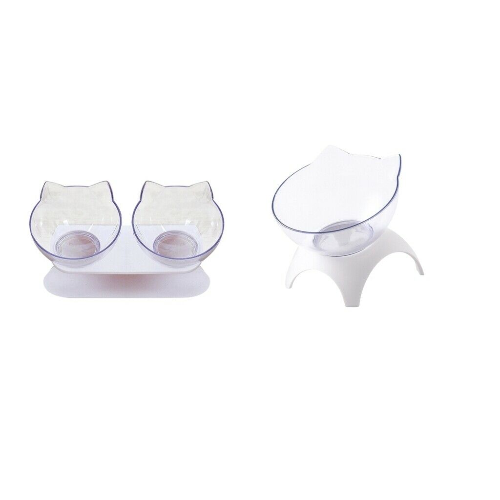2Pieces Raised Cat Bowls Pet Food Water Feeder With Stand For Cat Dogs