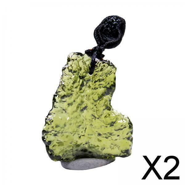 2X Beautiful Moldavite Crystal Aerolites Necklace Pendant with Lanyard 3-5g